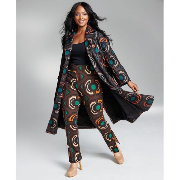 Ade Samuel for INC Women's Abstract-Print A-Line Button-Front Coat